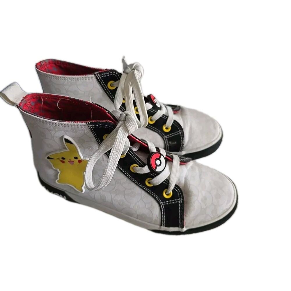 Ground Up White Pokemon Pikachu‎ Lace Up High Top Sneakers Shoes Boys Size 4